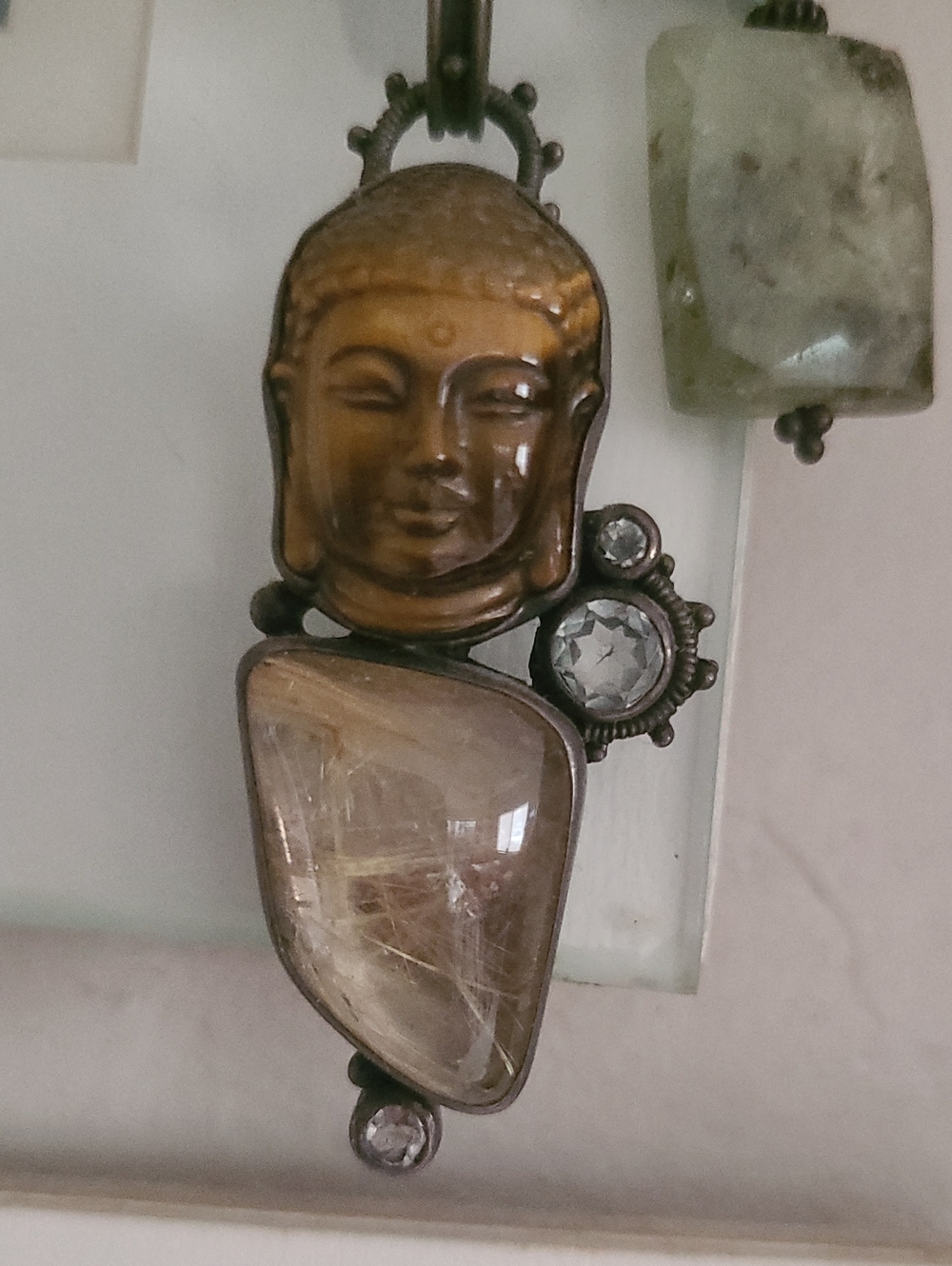 Buddha Pendant Necklace in Brown and Gold